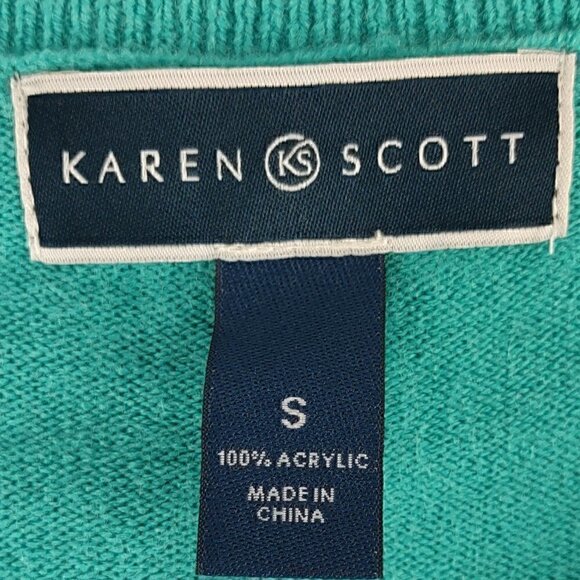 Karen Scott Women's 3/4 Sleeve Teal Pullover Sweater Size Small - Picture 10 of 11